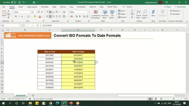 Convert ISO Formats To Date Formats | Flash Fill | Advanced Excel смотреть онлайн