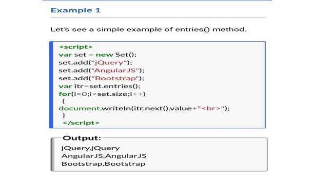 "java script "set entries () method смотреть онлайн