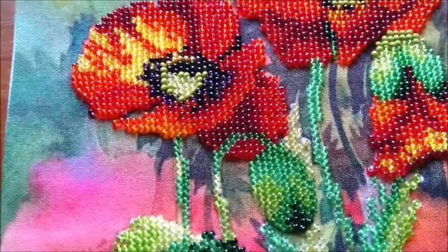 Вышивка бисером "Маки" фирма Чаривна Мить СБ-012, отшив смотреть онлайн