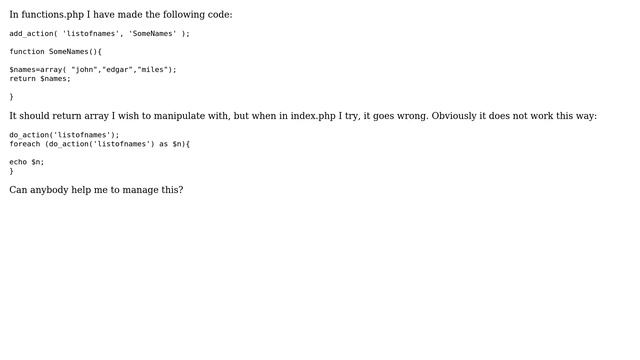 Wordpress: How to manage arrays from custom functions stored in functions.php? смотреть онлайн