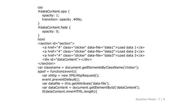 HTML : Plain javascript trigger css fade out, ajax load content, fade in using CSS смотреть онлайн