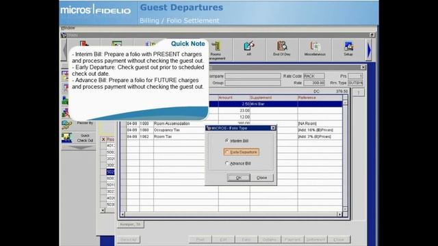 Settle folio by using settlement tab for early departure (কিভাবে early departure পরিচালনা করবেন) смотреть онлайн