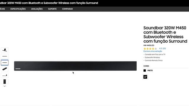 Soundbar 320W M450 com Bluetooth e Subwoofer Wireless com funcao Surround HW M450 ZD смотреть онлайн