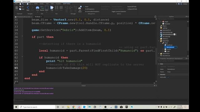 Roblox Studio: Remote Events (How to make actions from a local client replicate to the server) смотреть онлайн