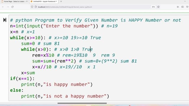 Happy Number Program in Python | What is Happy Number | Python Course for Beginners смотреть онлайн