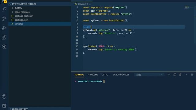 Event Emitters là gì? Tính năng hữu dụng của Nodejs qua 5 dòng lệnh | Nodejs Tutorial смотреть онлайн