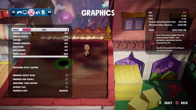 Sackboy: A Big Adventure PC | GTX 1660 Super + Intel I5 12400F | 1080p