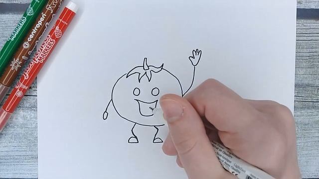 Как нарисовать - ВЕСЁЛЫЙ ПОМИДОР | Рисунки фломастерами для начинающих и срисовки Cool ART #15 смотреть онлайн