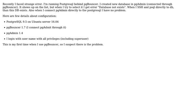 Postgresql: newly created database does not exist смотреть онлайн