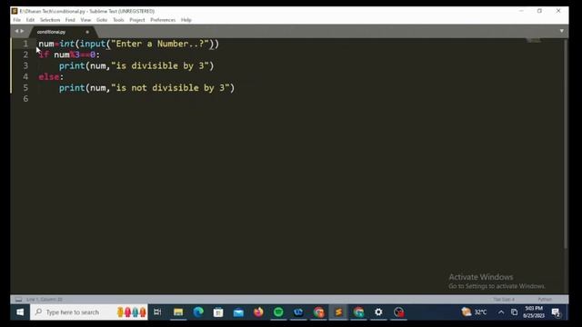 Conditional Execution In Python |Tamil | Python Programming Using Sublime In Tamil | Dharan Tech | смотреть онлайн
