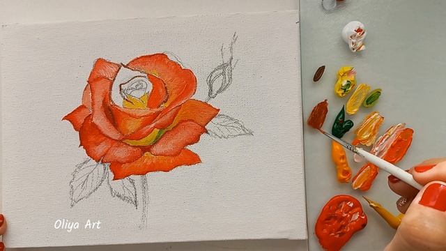 How to paint a rose. Acrylic painting. Как нарисовать розу. #rosedrawing #rosepainting #flowers смотреть онлайн