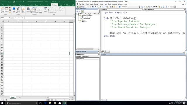 Excel VBA Programming - Variables and Data Types | 3 - Multiple Variable Declarations смотреть онлайн