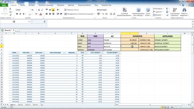 Excel Topla Ortalama En Boyuk En Kicik