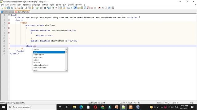 PHP Script for explaining abstract class with abstract and non abstract method смотреть онлайн