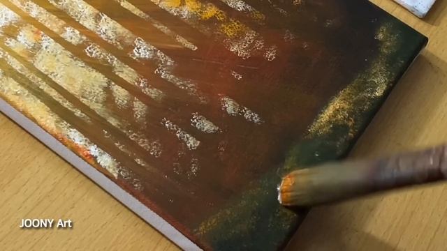 How To Paint A Morning Forest / Acrylic Painting For Beginners