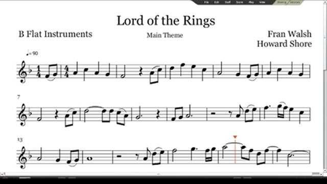 Lord of the Rings Sheet Music - B Flat Instruments смотреть онлайн