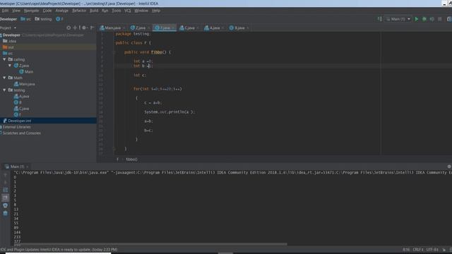 Fibonacci Series Program in java intelliJ смотреть онлайн