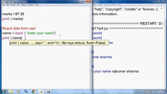 Class 11 IP Ch 3 Python Practical Print, Variable, Input and Output statement смотреть онлайн