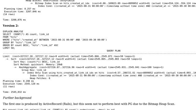 Databases: ORDER BY count and Bitmap Heap Scan смотреть онлайн