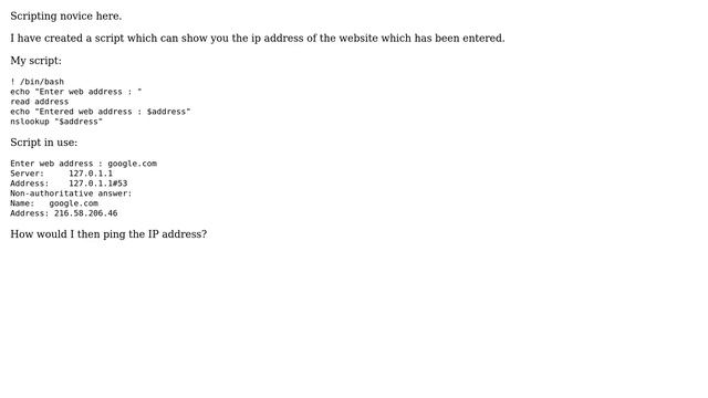 Ubuntu: How would I ping IP address produced from script? смотреть онлайн