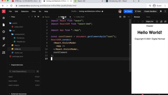 리액트 Ep. 2.0 React JSX (JavaScript XML) смотреть онлайн