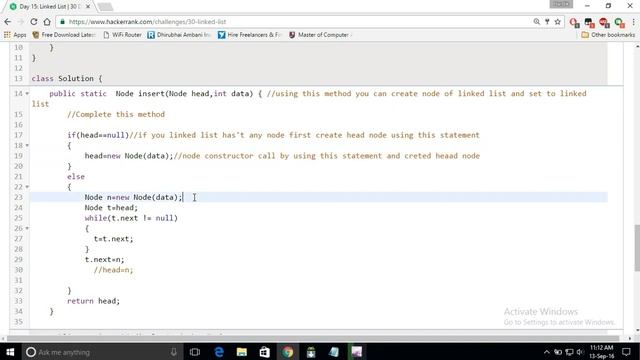 Day 15 of code: Linked List! hackerrank | java | tutorial смотреть онлайн