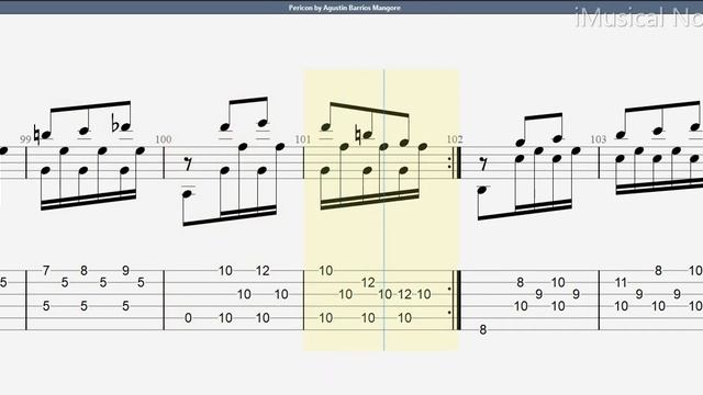 Guitar TAB - Agustin Barrios Mangore : Pericon (1885-1944) Tutorial Sheet Lesson #iMn смотреть онлайн