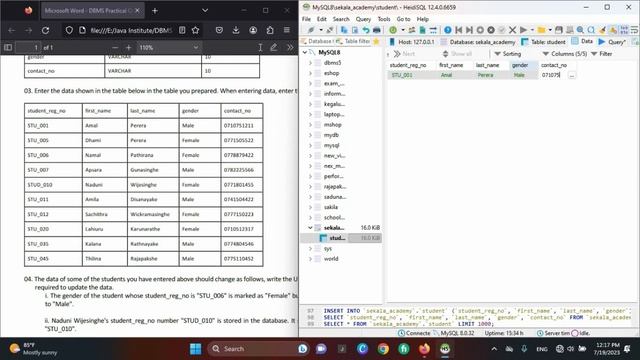 Data Base Task 06 | Write an Update Query Statement | 1st Year | Java Institute смотреть онлайн