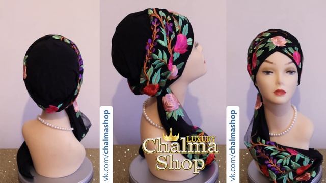 Тюрбан трансформер от Chalma-Shop . Аппликации роз . смотреть онлайн