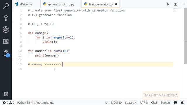 Generator example : Python tutorial 178 смотреть онлайн