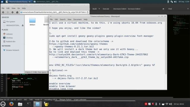 Geany - Dark Theme And Colorschemes - Tutorial -  Xubuntu 16.04