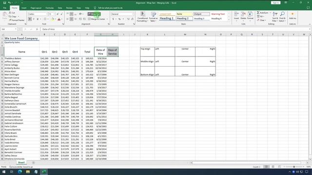 Microsoft Excel - Alignment, Wrap Text, & Merging Cells смотреть онлайн