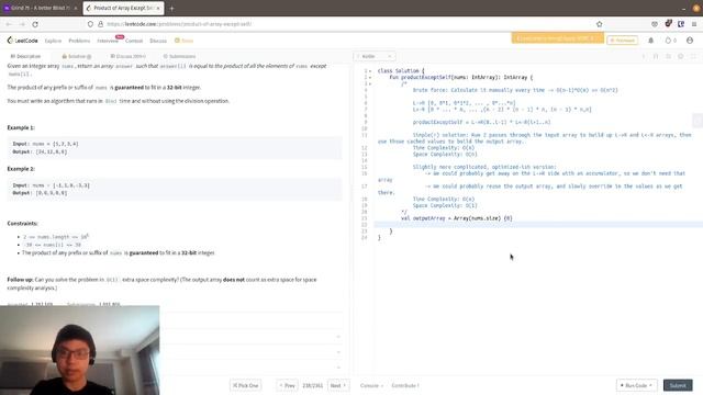 Terrible LeetCode in Kotlin: #228 Product of Array Except Self смотреть онлайн