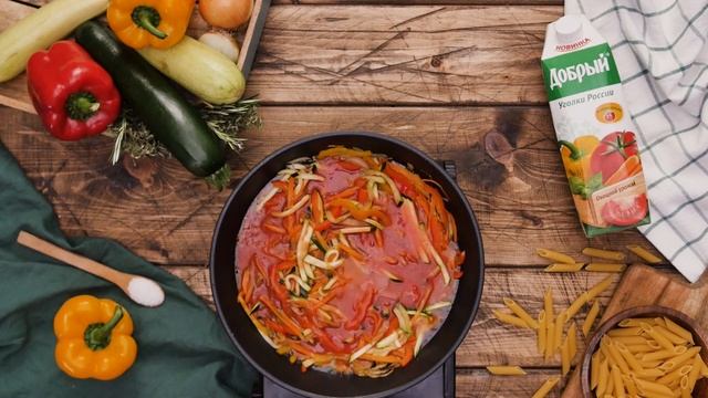 Паста с овощным соусом. Рецепты с соком Добрый смотреть онлайн