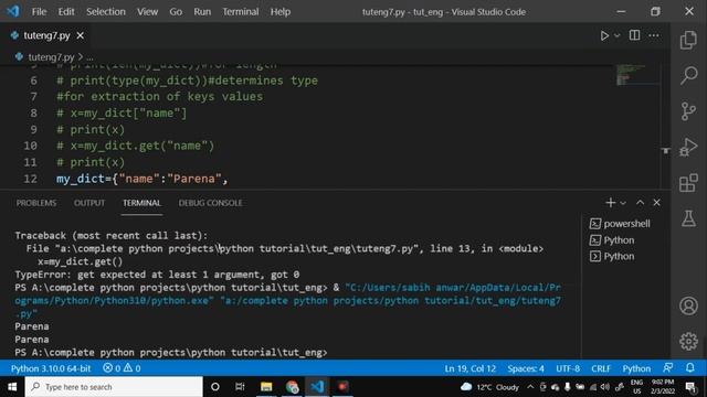 Dictionary in python in English : Python tutorial .#8 смотреть онлайн