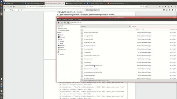 Linux scanner kurulumu Panasonic KV-SL1056 Linux driver install Linuxda panasonic KV-SL1056 scanner
