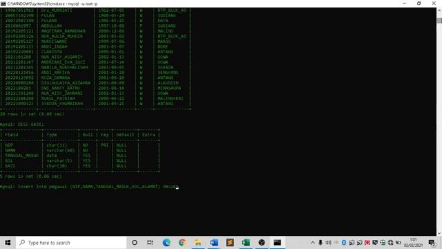Latihan Query 1 Tabel MySQL di CMD смотреть онлайн