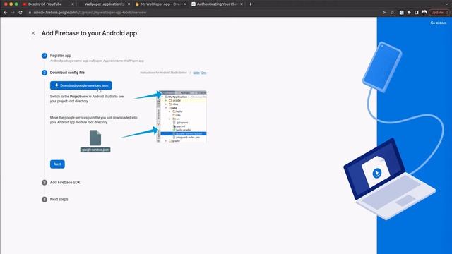 Flutter : Build a Wallpaper App with Firebase - Connect App To Firebase #4 смотреть онлайн