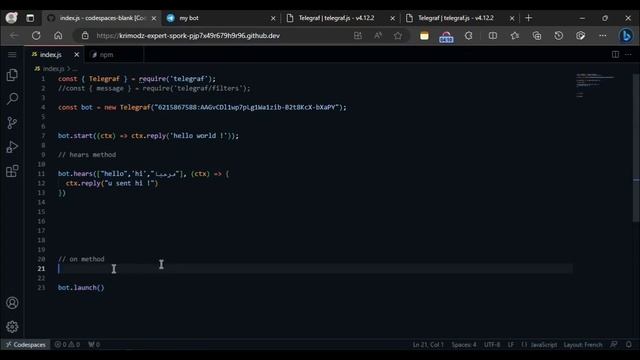 4.hears and on methods telegraf NodeJS || شرح عربي смотреть онлайн