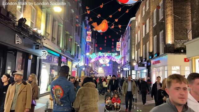 London Best Christmas Lights 2022, Fortnum and Mason Christmas Windows. Tottenham Court Road. 4K HD смотреть онлайн