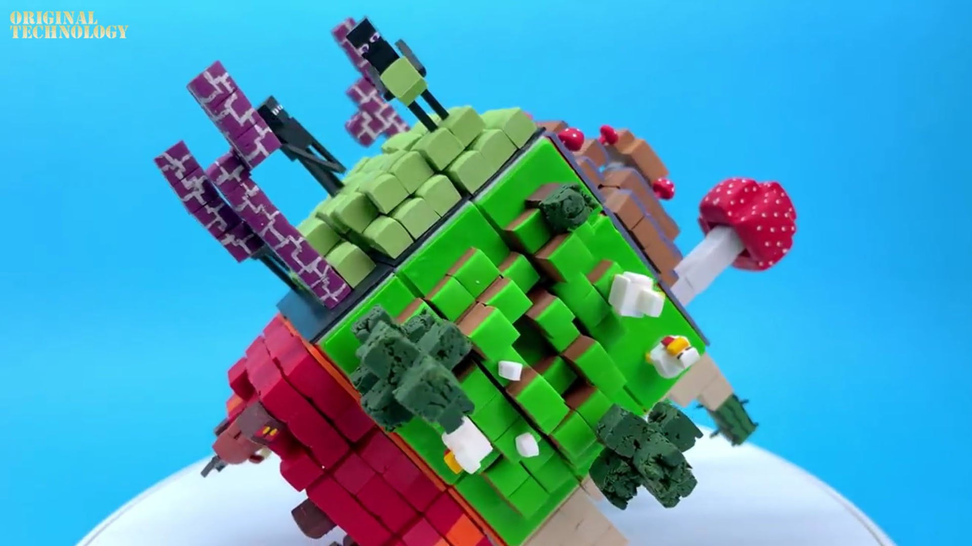 Изготовление кубика Minecraft из полимерной глины. смотреть онлайн