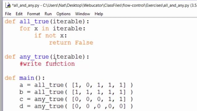 Python Exercise: Rewriting the all() and any() functions смотреть онлайн