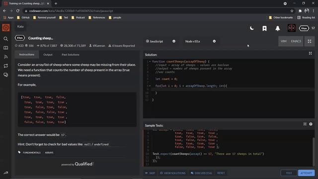CodeWars: Counting sheep - Solving using JavaScript смотреть онлайн