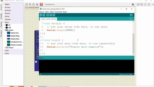 Classe String - Utilizando Números reais com o Monitor Serial do Arduino (SimulIDE) смотреть онлайн