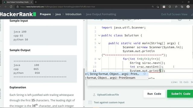 Java Output Formatting || Java || HackerRank смотреть онлайн