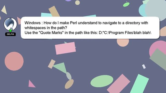 Windows : How do I make Perl understand to navigate to a directory with whitespaces in the path? смотреть онлайн