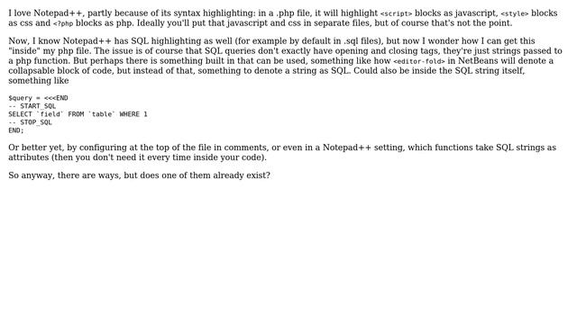 Notepad++ syntax highlighting sql within php file смотреть онлайн
