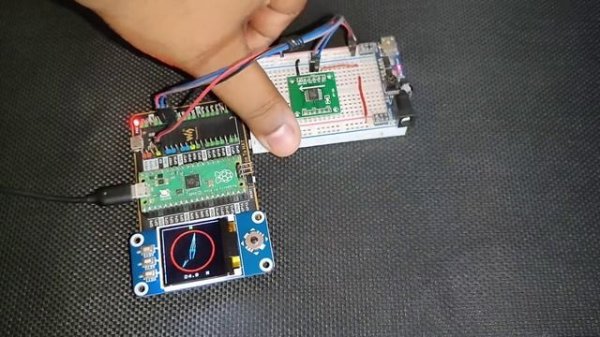 RP2040 Raspberry PI PICO - Graphical Compass with HMC1022 (UART) and Waveshare ST7735 TFT Pi HAT
