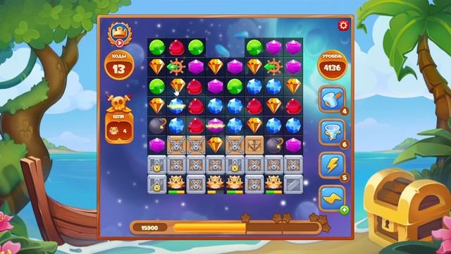 Как пройти уровень 4136 игры Сокровища Пиратов смотреть онлайн