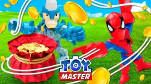 Шоу Той Мастер - Человек Паук против Носорога укравшего золото! Супергерои в видео для мальчиков